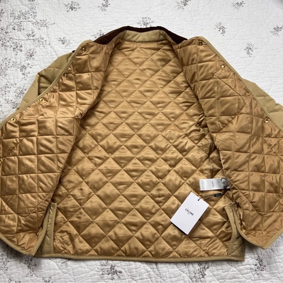 Designer inspired quilted HUNTING JACKET IN COTTON FABRIC DARK BEIGE - Picture 4 of 15